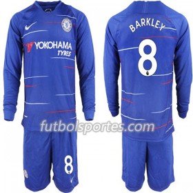 Camisetas Chelsea Ross Barkley 8 Niño Primera Equipacion 2018/2019 Manga Larga